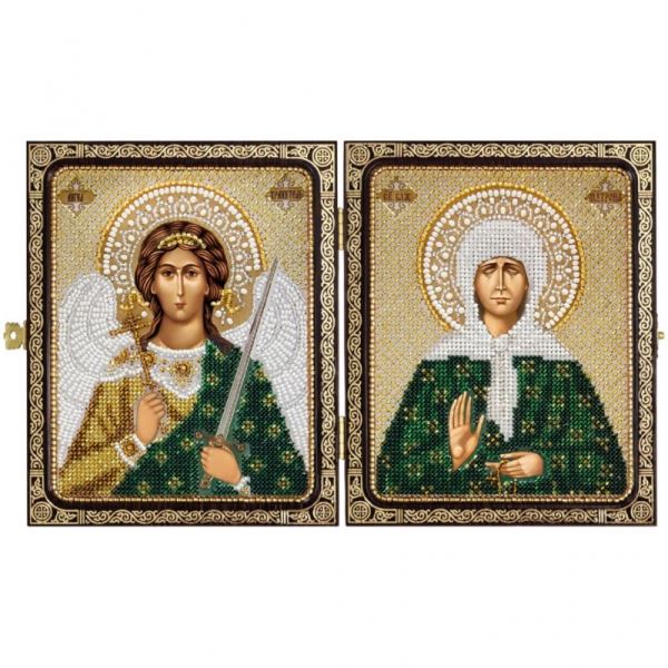 Buy Set for beadwork with a frame - St. Law old Matron of Moscow and the Guardian Angel-se7202