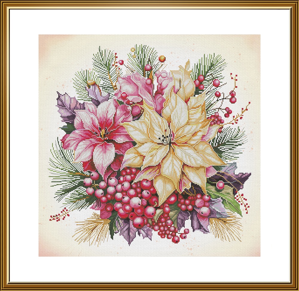 Buy Cross stitch kit Christmas Flowers-Sr2313