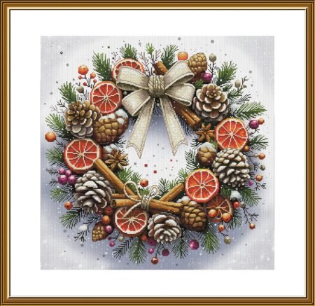 Buy Cross stitch kit Christmas Wreath-Sr2314