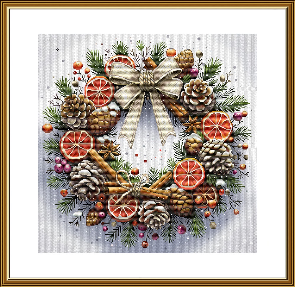 Buy Cross stitch kit Christmas Wreath-Sr2314