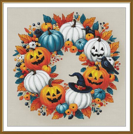 Buy Cross stitch kit Halloween Wreath-Sr2373