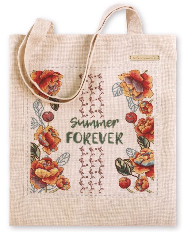 Buy Bag with embroidered decorative element - "Summer forever" orange-TK0201