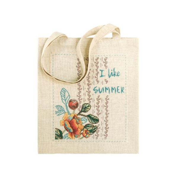 Buy Bag with embroidered decorative element - "I like summer" orange-TK0202