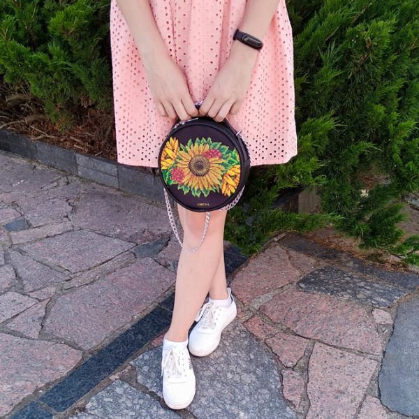 Buy Round Eco leather bag without handle for embroidered decorative element - VBG_205-VBG_205_5