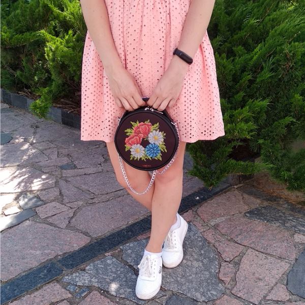 Buy Round Eco leather bag without handle for embroidered decorative element - VBG_206-VBG_206_4