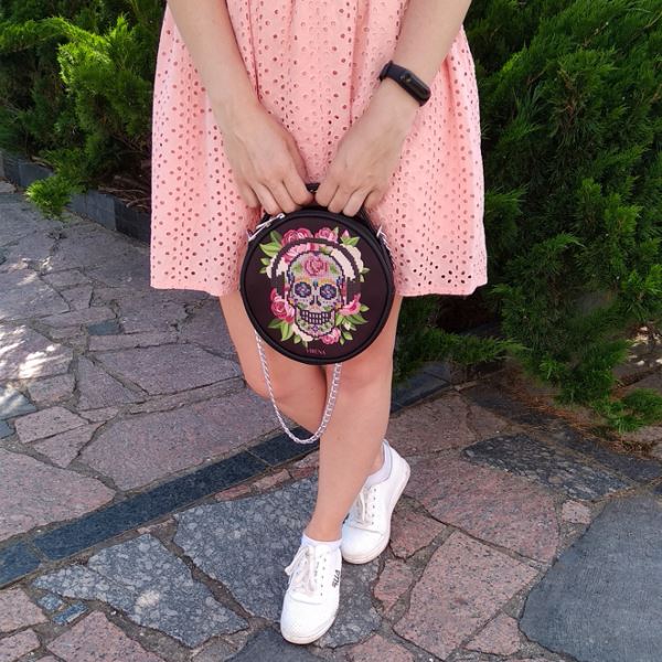 Buy Round Eco leather bag without handle for embroidered decorative element - VBG_207-VBG_207_4