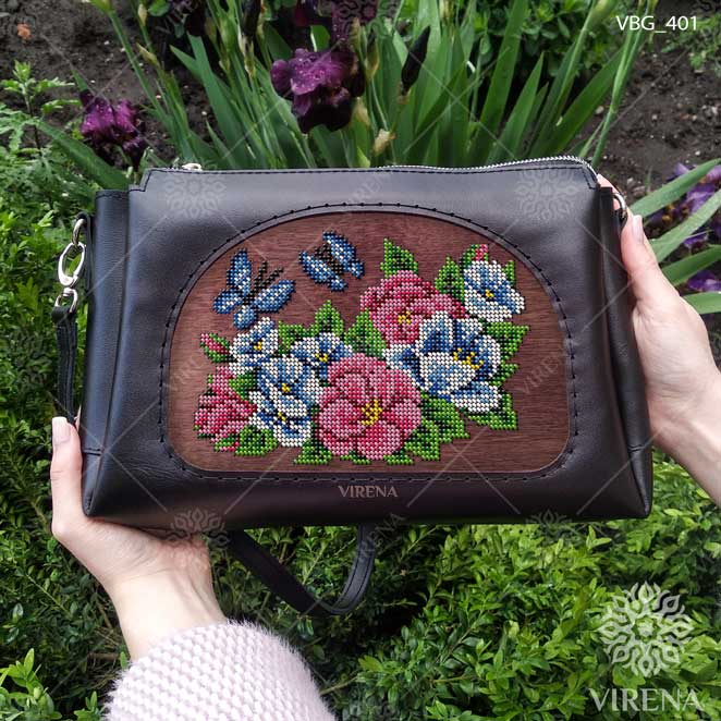 Buy Rectangular Leather bag with wooden insert for embroidery - VBG_401-VBG_401