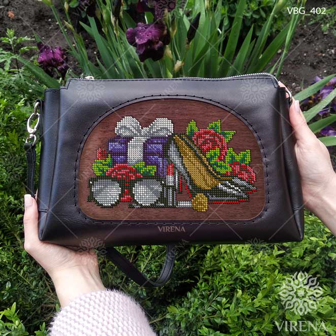 Buy Rectangular Leather bag with wooden insert for embroidery - VBG_402-VBG_402