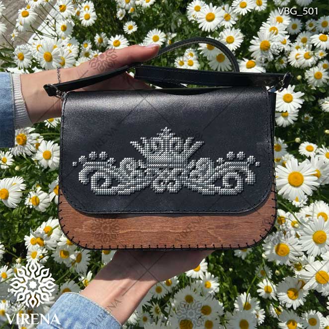 Buy Rectangular Leather bag with wooden insert for embroidery - VBG_501-VBG_501_1