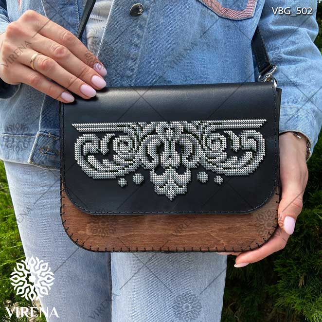 Buy Rectangular Leather bag with wooden insert for embroidery - VBG_502-VBG_502_1