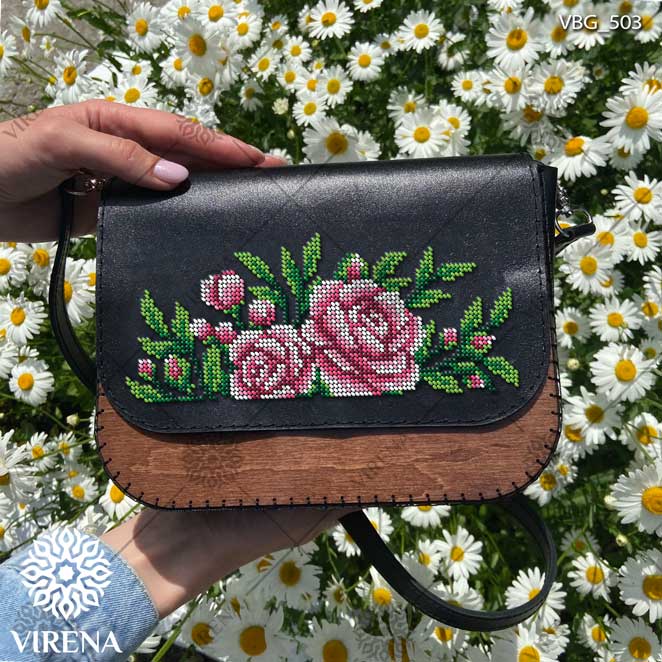 Buy Rectangular Leather bag with wooden insert for embroidery - VBG_503-VBG_503_1