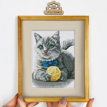 Buy Cross stitch kit - Gray cat-VC_030