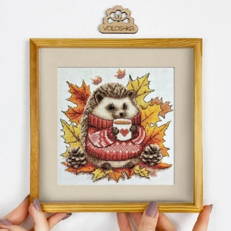 Buy Cross stitch kit - Hedgehog and autumn leaves-VC_045