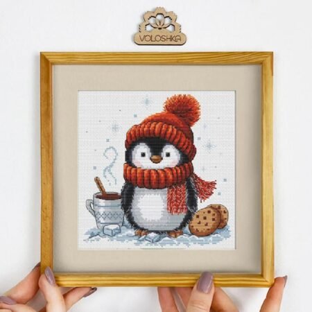 Buy Cross stitch kit - Penguin with a pot of coffee-VC_046