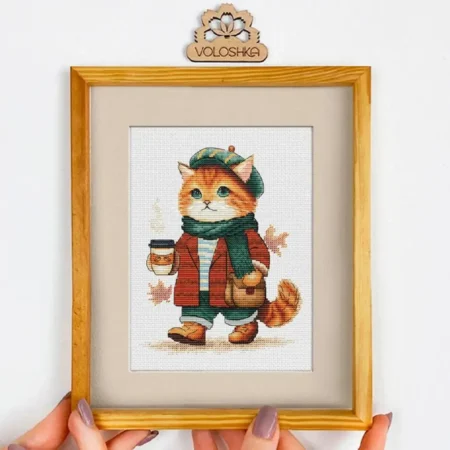 Buy Cross stitch kit - Cat with coffee-VC_049