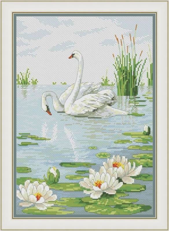 Buy Cross stitch kit A pair of swans-VN-141
