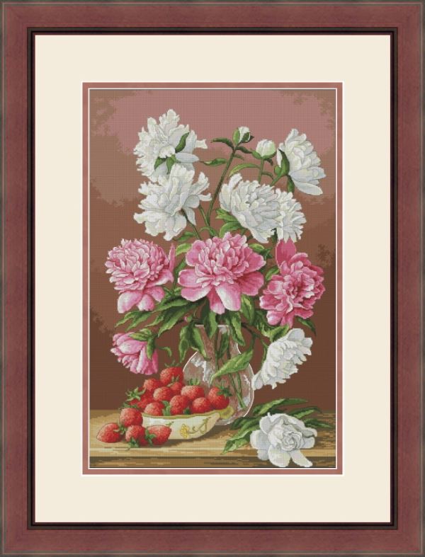 Buy Cross stitch kit Peonies and strawberries-VN-179
