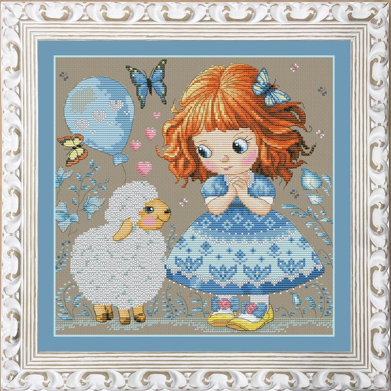 Buy Cross stitch kit Girl with a sheep-VN-234