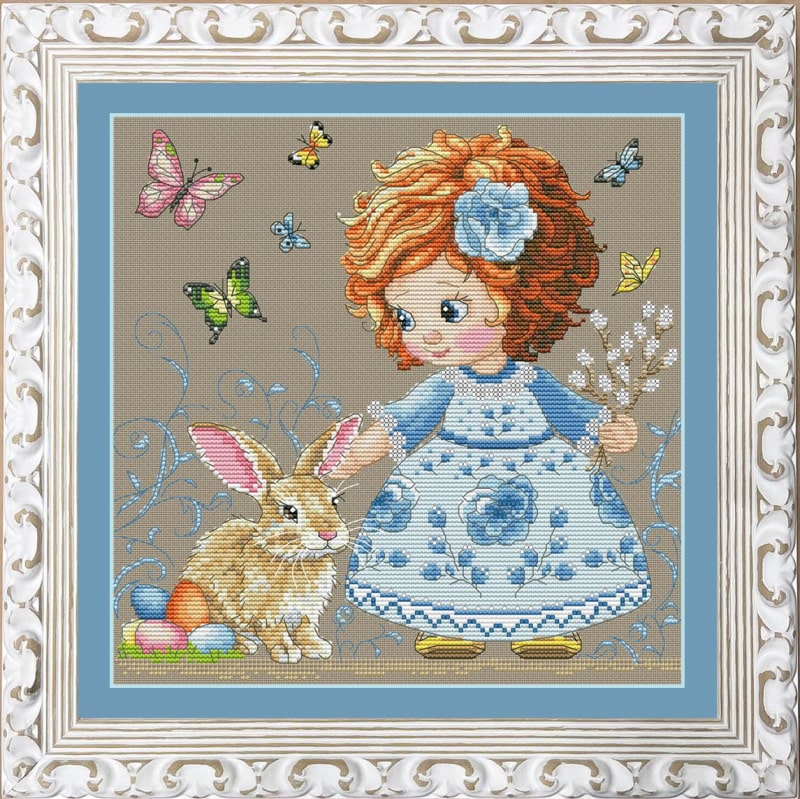 Buy Cross stitch kit Girl with a hare-VN-235