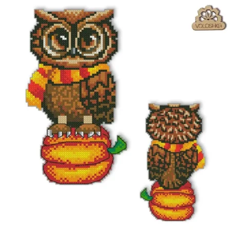 Buy Cross stitch kit on plastic canvas - Owl with a scarf-VPC_028