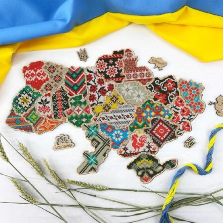 Buy Cross stitch kit with a plywood base - Map of Ukraine-VW_001